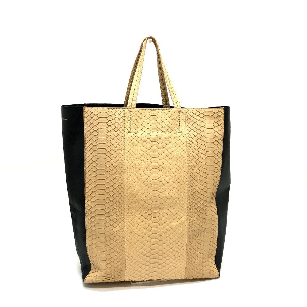 Celine Horizontal Tote Tan Beige Cabas Bag Python Handbag Leather